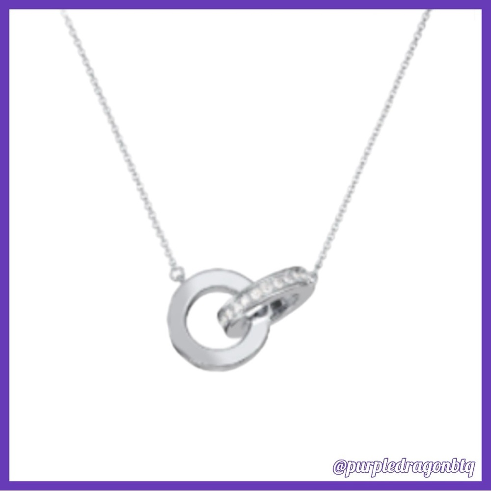 Jewlr Interlocking Circle Necklace With Pave Accents Nwt/In Pouch Nwt